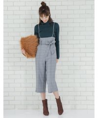 ＜d fashion＞グレンチェックウエストリボンオールインワン画像