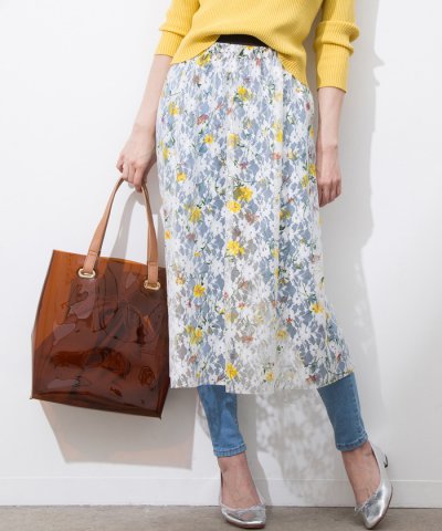 ＜d fashion＞【マルチWAY】花柄レースギャザースカート