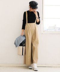 ＜d fashion＞【D?9】チノツイル サロペット レディース ワイドパンツ 背中リボン パンツ画像