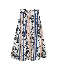 ＜d fashion＞綿ブロードマルチ線モノトーン花柄スカート画像