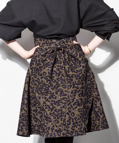 ＜d fashion＞ et momonakia(エ モモナキア) ジャガードレオパードバックリボンスカート