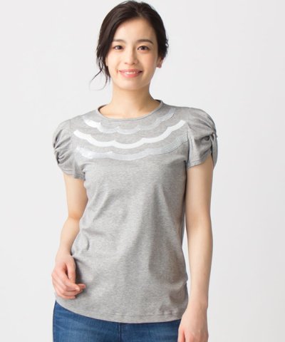 ＜d fashion＞スカラップスパンコールTシャツ
