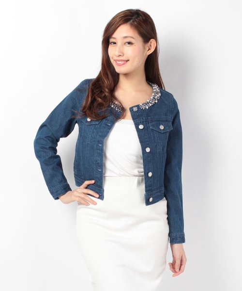 セール Tv紹介アイテム ビジュー付ノーカラー Gジャン イング Ingni D Fashion