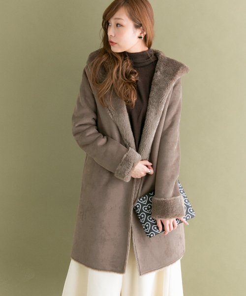 セール ウール混フェイクムートンフードコート Urban Research Rosso Urban Research Rosso D Fashion