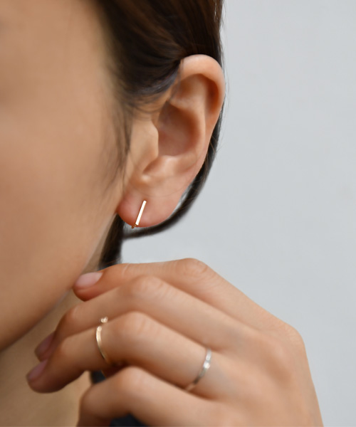 K10】2way淡水パール×バーイヤリング/リバーシブル(500057508