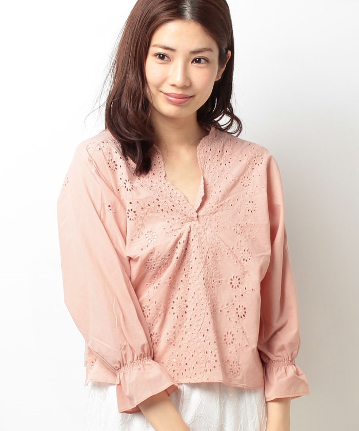 セール 70%OFF】【WEB限定カラー】パンチングレースボリューム袖