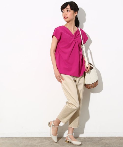セール 70%OFF】【2WAY】【DRY MIX】ツイストVネックブラウス(500279705) ロペピクニック(ROPE ロペピクニック 2wayツイスト Vネックブラウス ストライプ フレンチスリーブ