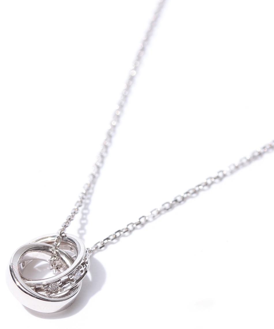 ヨンドシー 4℃ ダブルループ K10WGダイヤモンドネックレス ヨンドシー 4℃ ダブルループ K10WGダイヤモンドネックレス