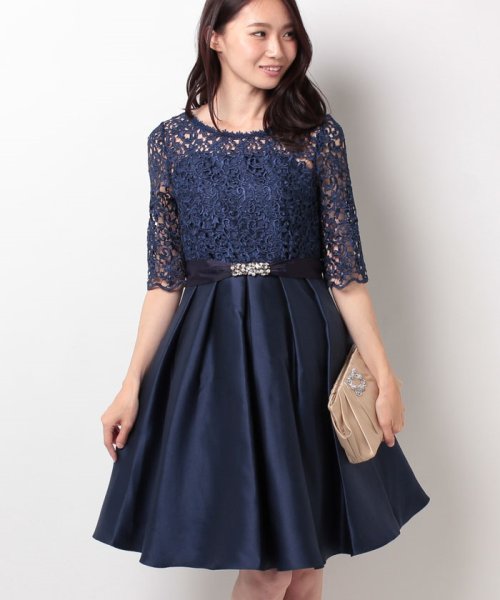 雑誌掲載 結婚式 お呼ばれ対応 サッシュベルト付き タックフレアワンピース フォルムフォルマ Form Forma D Fashion