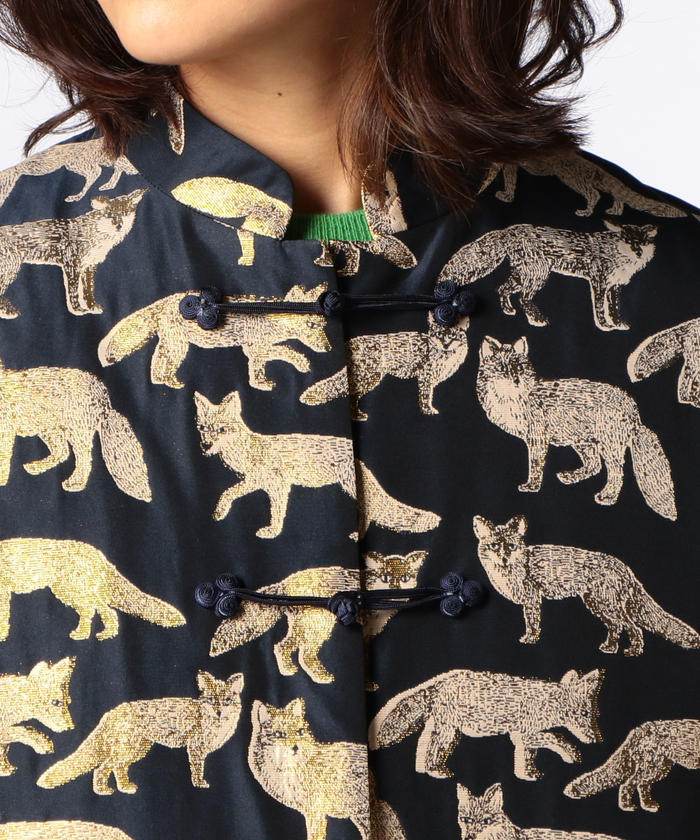 きつね　URU REVERSIBLE MA-1 ライトジャケット ジップ レザー ブルゾン | Maison Kitsuné