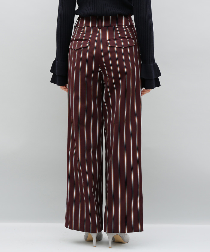 美品 ロエベ ストライプワイドパンツ レディース クリーム×黒 36