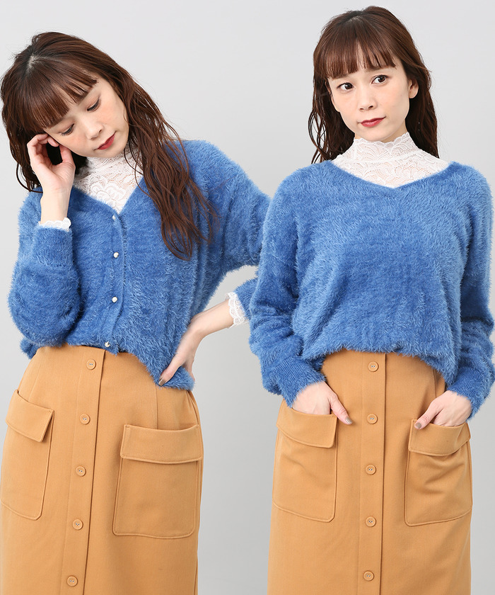セール 70%OFF】☆【2WAY】シャギーヤーンVネックカーディガン