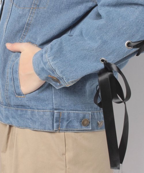 クーポン リボン編み込みデニムジャケット スタイルブロック レディース Styleblock D Fashion
