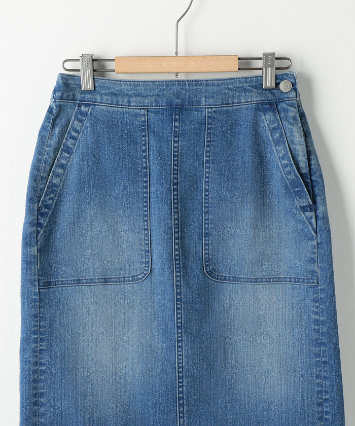 新品☆ページ限定☆デニムトップスとロングスカートのおまとめセット♡送料込み fringe denim stretch mermaid long skirt / フリンジデニム