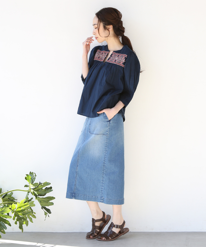 セール】【大人気・新色追加】デニムストレッチタイトロング