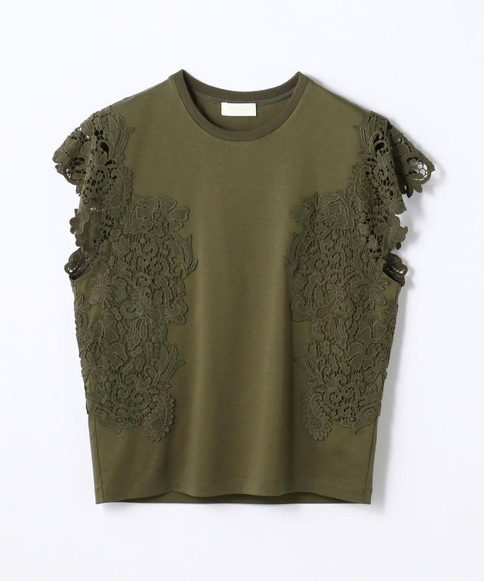 セール 40%OFF】エンブロイダリーレースコンビ フレンチスリーブ