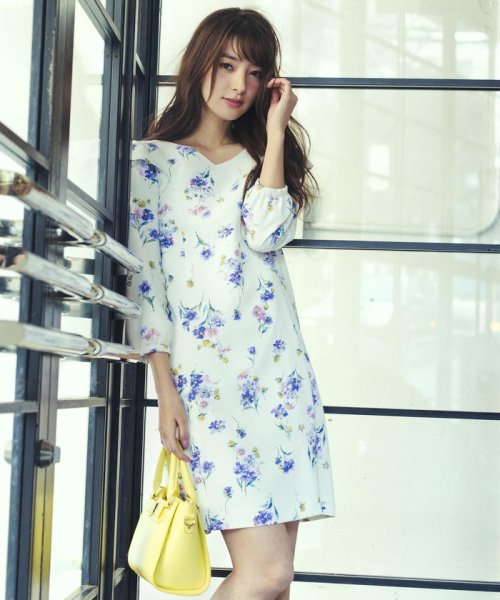 セール 美人百花 Ray3月号掲載 肩フリル花柄ワンピース ミッシュマッシュ Misch Masch D Fashion