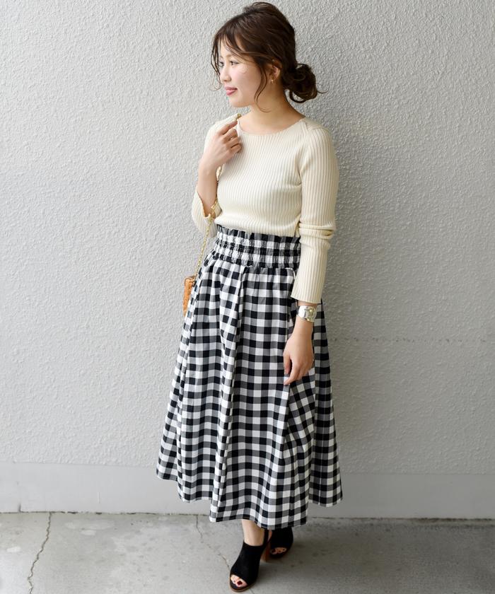 シップス　Khaju:チェックフレアスカート 楽天市場】シップス フレアスカート チェック ひざ下丈 ボトムス