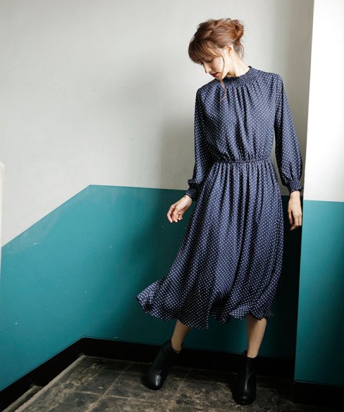 セール ドット柄ハイネック ワンピース イング Ingni D Fashion