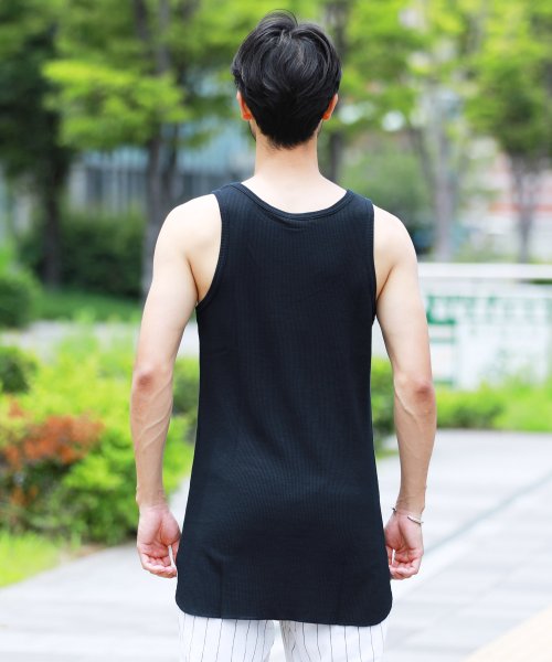 セール ワッフル無地ロング丈タンクトップ タンクトップ メンズ タンク ロング ジギーズショップ Jiggys Shop D Fashion