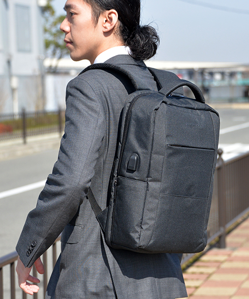 残2 メンズ リュック USBポート付き 26L ブルー