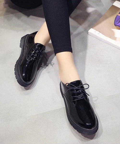 オックスフォードシューズ おじ靴 レースアップシューズ エナメル靴 レディース ミニミニストア Miniministore D Fashion