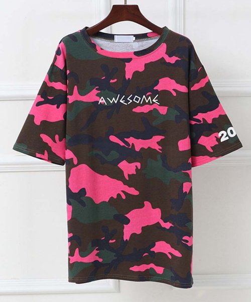 迷彩柄 カモフラージュ ロングtシャツ レディース 五分袖 ゆるtシャツ チュニック ミニミニストア Miniministore D Fashion