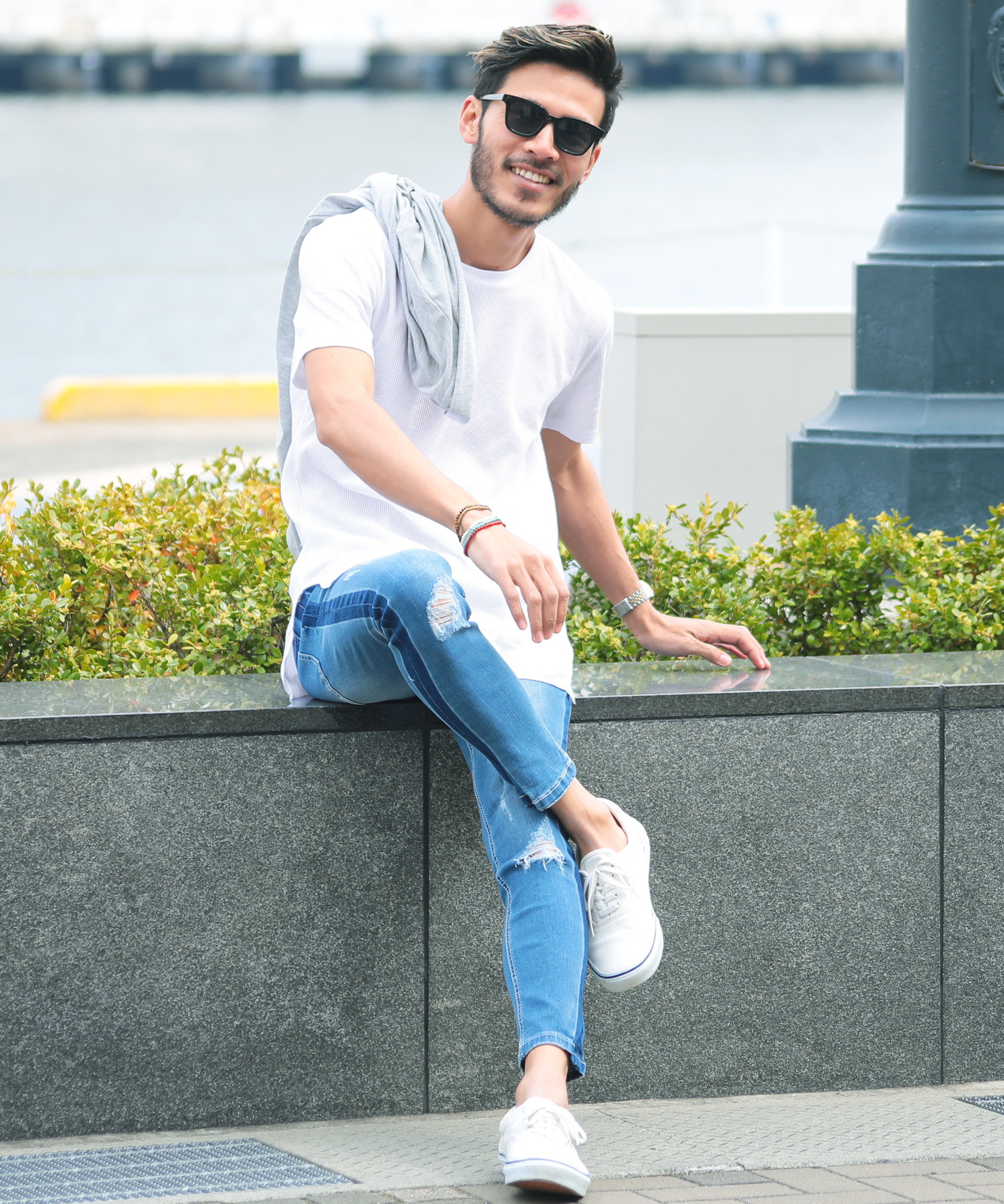 ラグスタイル LUXSTYLE チェーンネックカラーピン付き無地ロング