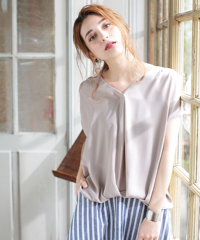 セール 48%OFF】イング INGNI ☆裾タックトロミフレンチスリーブ