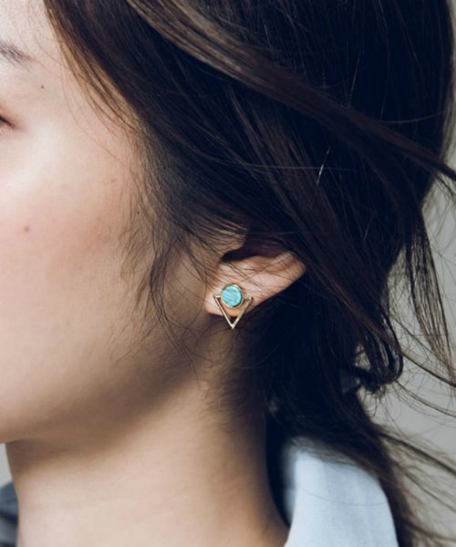 ターコイズ 大理石トライアングルピアス レディース アクセサリー ピアス ストーン 夏 デザイン 海 水着 501031073 リノリノ Rinorino D Fashion