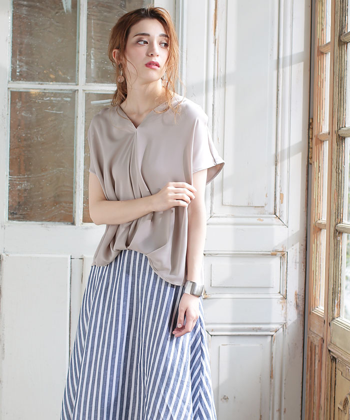 セール 48%OFF】イング INGNI ☆裾タックトロミフレンチスリーブ