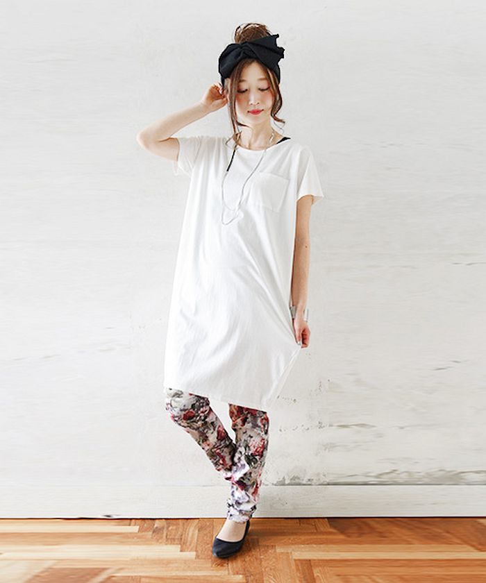 and it_】ポケット付大人シンプルコクーンワンピース【M】(夏服