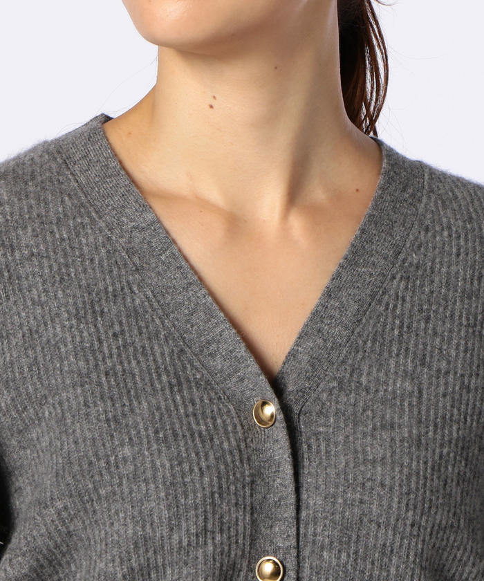 NOLLEY'S - NOLLEY'Sノーリーズ袖シャギー片畔Vネックカーディガン セール 72%OFF】袖シャギー片畦Vネックカーディガン(501107596