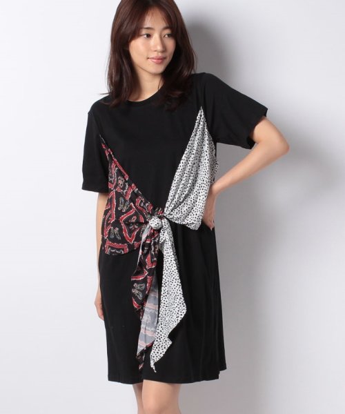 セール 異素材柄リボンtシャツワンピース ブージュルード Bou Jeloud D Fashion
