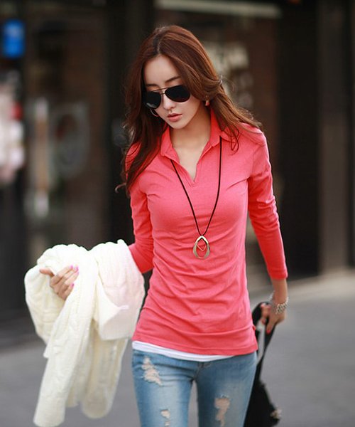 Vネック長袖シャツ レディース おしゃれ シンプル 春服 ブラック 黒 アミュレット Amulet D Fashion Vネック長袖シャツ レディース おしゃれ シンプル 春服 ブラック 黒 アミュレット Amulet D Fashion