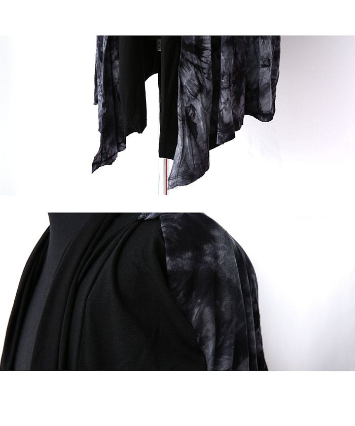 バーニングショー　ドレープレイヤードロングカーディガン　ブラック バーニングショー Bernings Sho Bernings Sho フェイク