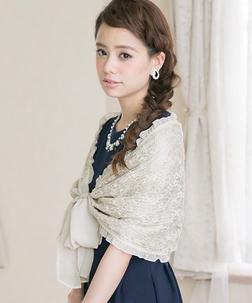 結婚式 パーティー 羽織り チュールレースリボンショール ストール プールヴー Pourvous D Fashion
