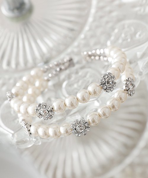 結婚式 パーティー フラワービジューパールブレスレット プールヴー Pourvous D Fashion