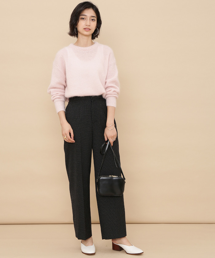 新品タグ付き アダムエロぺ ヘリンボーンセミワイドパンツ ブラック 38 新品タグ付き アダムエロぺ ヘリンボーンセミワイドパンツ