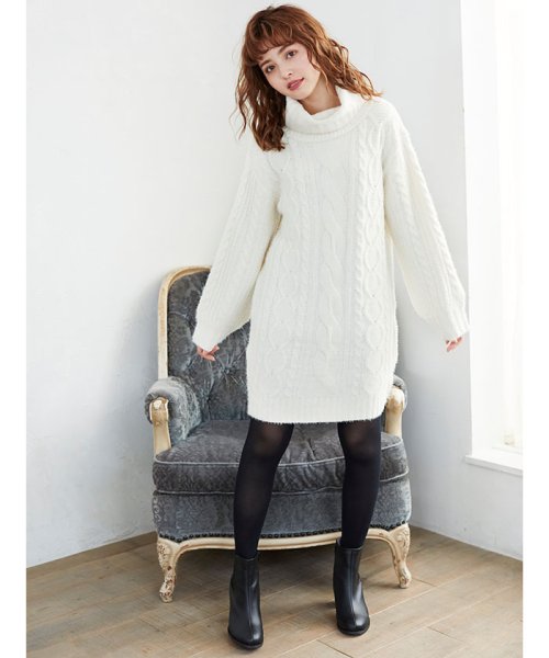 セール Cancam1月号掲載 C シャギーケーブルオフタートルニットワンピース イング Ingni D Fashion