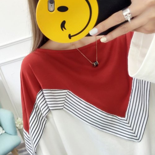 セール デコルテ切り替えカットソー 韓国 ファッション レディース 秋用 冬用 長袖 上品 A W Ra 15 アフェリーチェ Afelice D Fashion