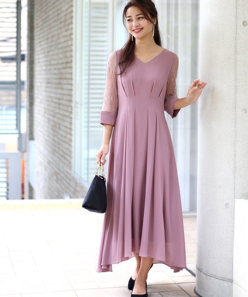 結婚式 パーティー ウエストタックミモレ丈ワンピース ブージュルード Bou Jeloud D Fashion 結婚式 パーティー ウエストタックミモレ丈ワンピース ブージュルード Bou Jeloud D Fashion