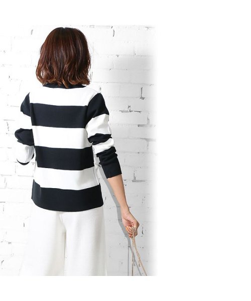 セール レディース トップス 太ボーダーニットセーター セーター プルオーバー ニット ミリアンデニ Mili An Deni D Fashion
