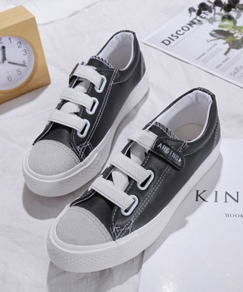 スニーカー レディースシューズ 靴 人気 春 夏 秋 冬 厚底 ローカット マジックテープ くつ ミニミニストア Miniministore D Fashion
