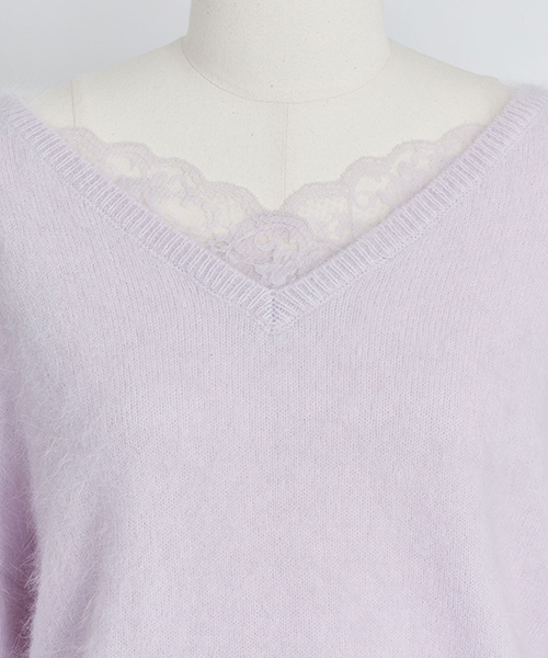 低価格ながら品質の良い Noela♡ふわふわアンゴラレース2wayニット