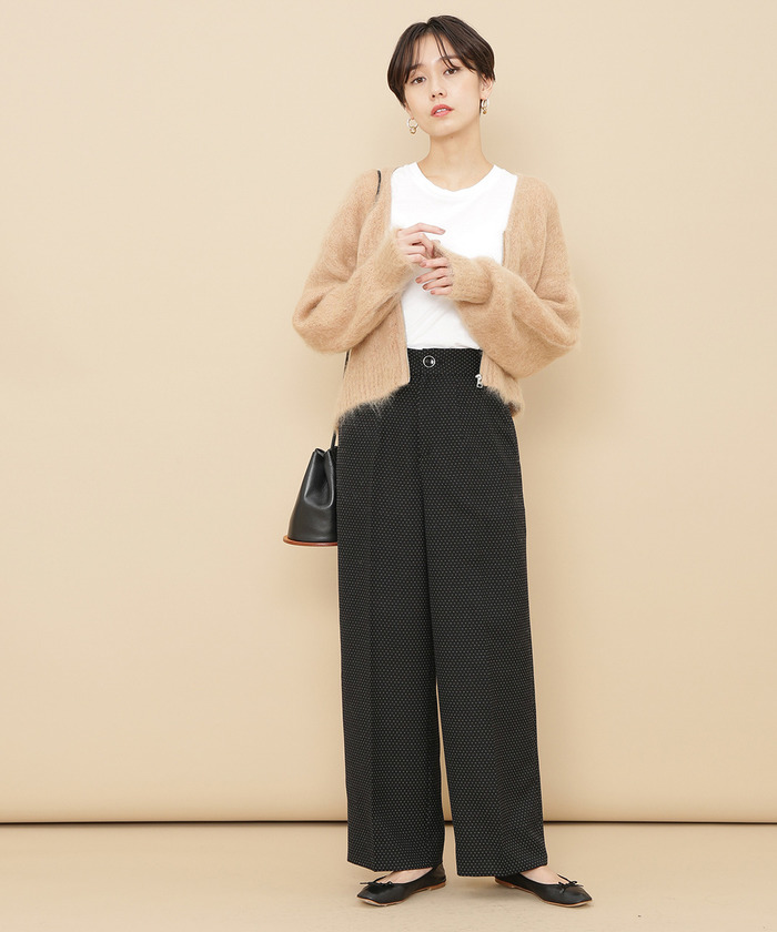 新品タグ付き アダムエロぺ ヘリンボーンセミワイドパンツ ブラック 38 WEB限定】2タック ワイドルーズ ドカンパンツ / バリエーション