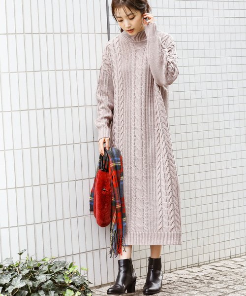 セール 裾釦ロングケーブルニットワンピース ビス Vis D Fashion