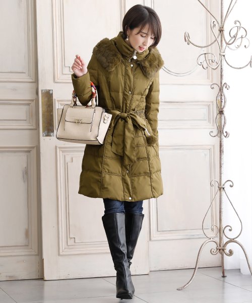 結婚式 デイリーセットアップ ラビットファーシンプルダウンコート プールヴー Pourvous D Fashion