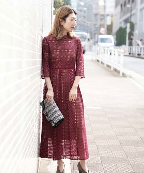 スタンドネックレースワンピース ローズバッド Rose Bud D Fashion