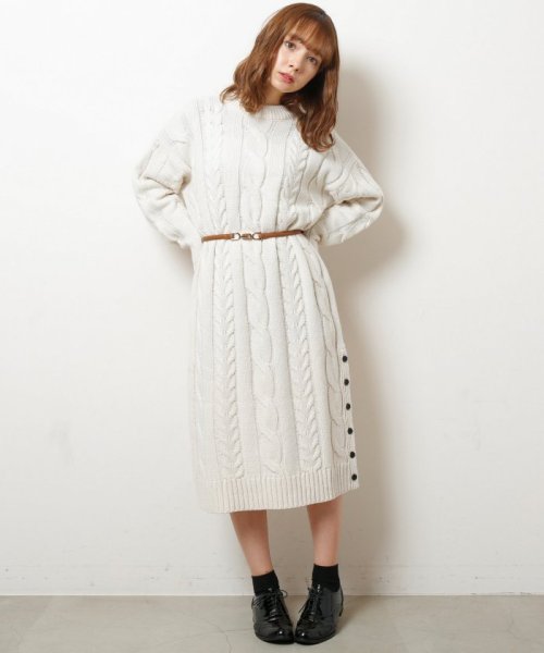 セール 裾ボタンケーブルニットワンピース レイカズン Ray Cassin D Fashion